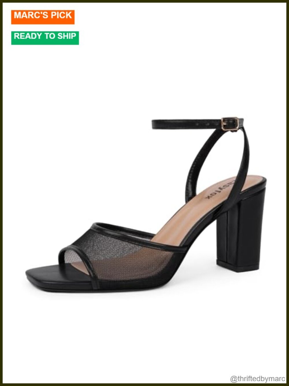 Easyfox Women's Chunky Block Heel Sandals Open Toe Ankle Strap Heeled Sandals